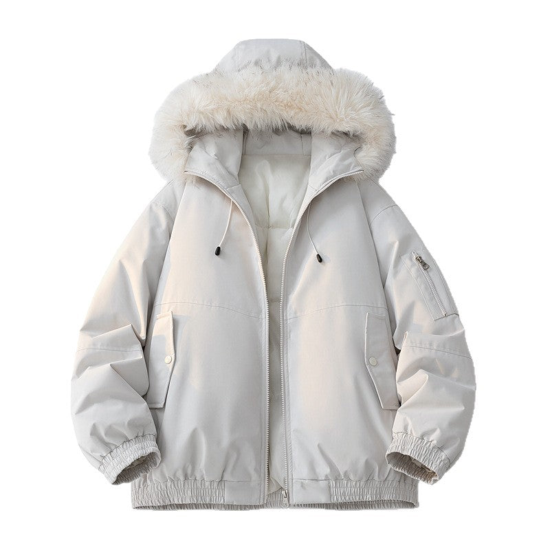 Dam Modern Vinterjacka med Avtagbar Faux Fur Krage