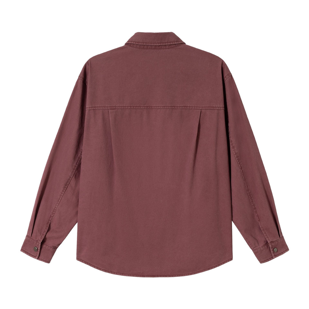 Dam Oversized Skjorta Jacka i Shacket Stil Gjord av Washed Bomull Twill med Tryckknapp Knapp Stängning