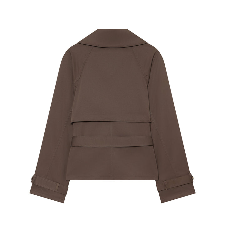 Dam Kort Tailored Trench Jacka med Belt, Double-Breasted Knapp Knäppning och Wide Lapels