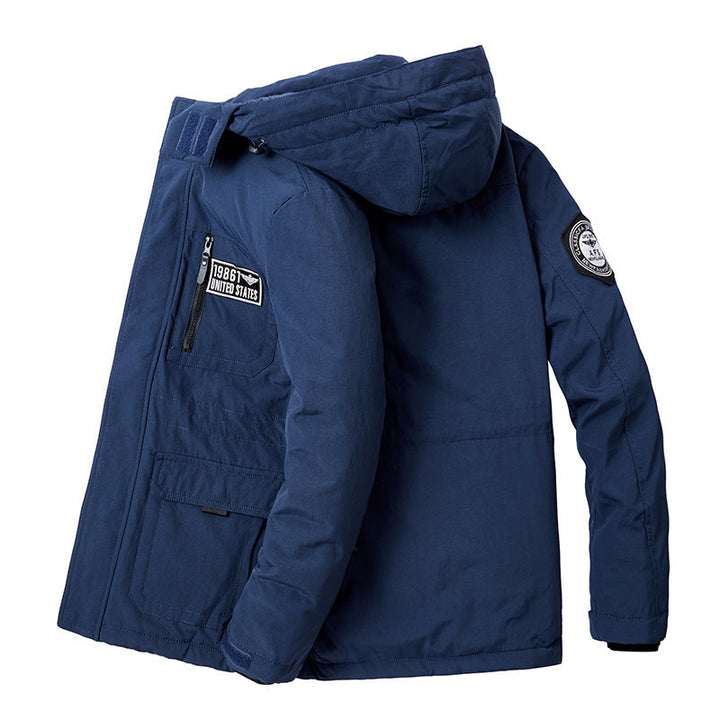 Herr Vadderad Fält Parka med Huva, Cozy Teddyfoder och Tactical Multi-Pockets