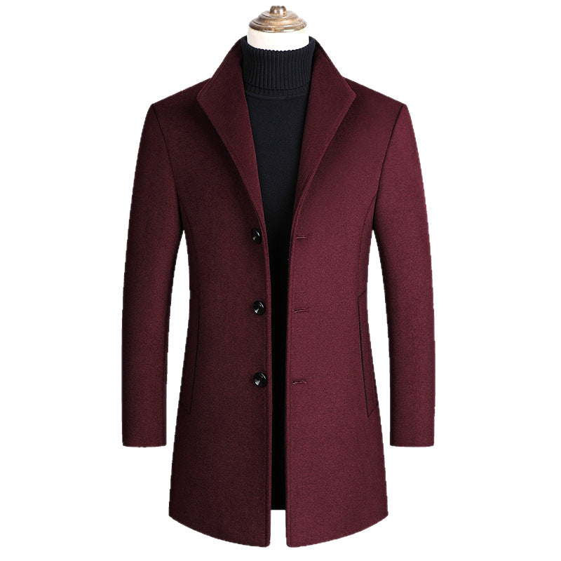 Herr Modern Tailored Ull Blandning Overcoat med Smal Siluett och Three-Button Fram