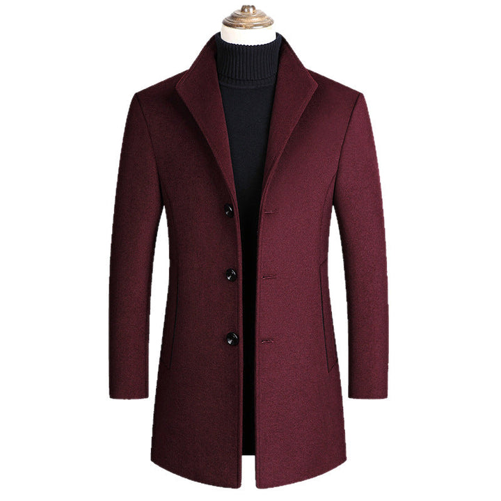 Herr Modern Tailored Ull Blandning Overcoat med Smal Siluett och Three-Button Fram