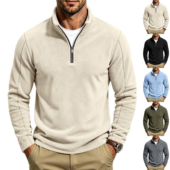 Herr Fleece Pullover med Kort Dragkedja och Ståkrage
