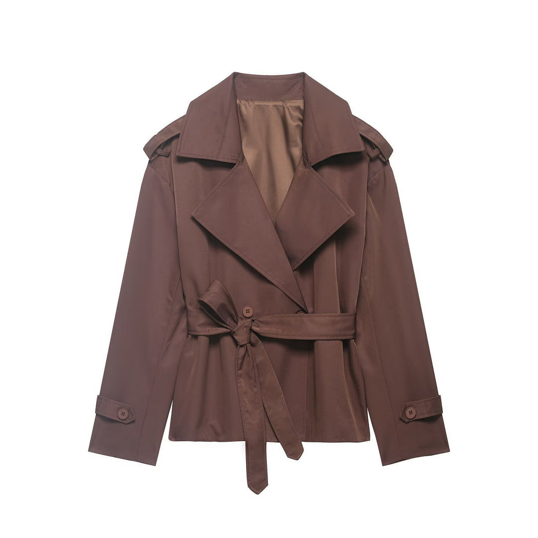 Dam Lightly Tailored Trenchcoat med Belt, Epaulettes och Satin Foder