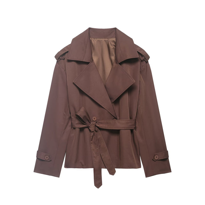 Dam Lightly Tailored Trenchcoat med Belt, Epaulettes och Satin Foder