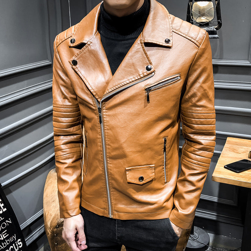 Herr Stilren Läderimitation Biker Jacka