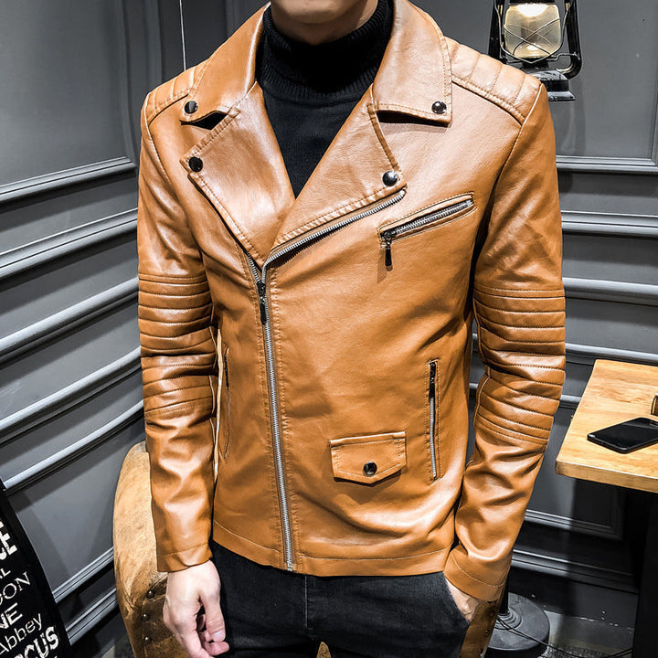 Herr Stilren Läderimitation Biker Jacka