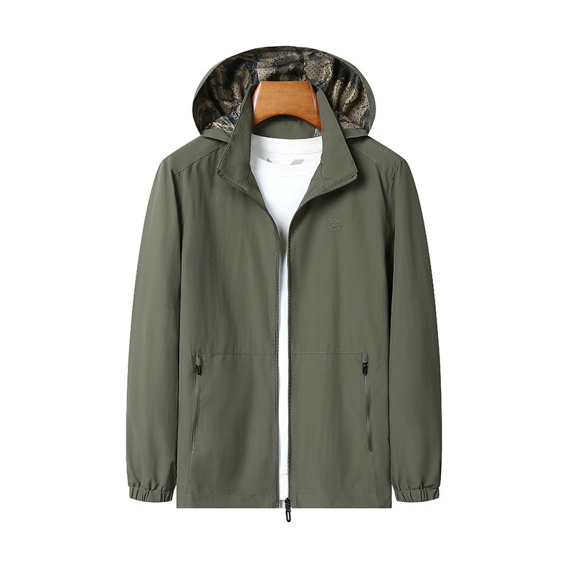 Herr Lätt Wind och Water Resistant Luvtröja Jacka med Kamouflage Foder
