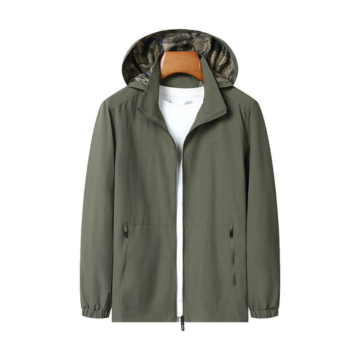 Herr Lätt Wind och Water Resistant Luvtröja Jacka med Kamouflage Foder