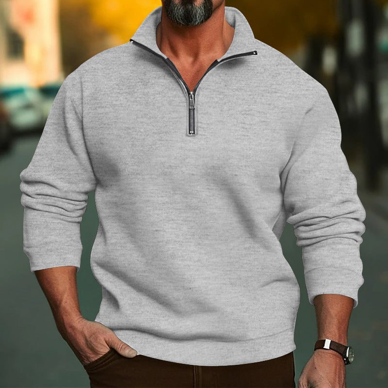 Herr Ledig College-Tröja med Dragkedja Ståkrage och Mjuk Brushed Fleece Inside