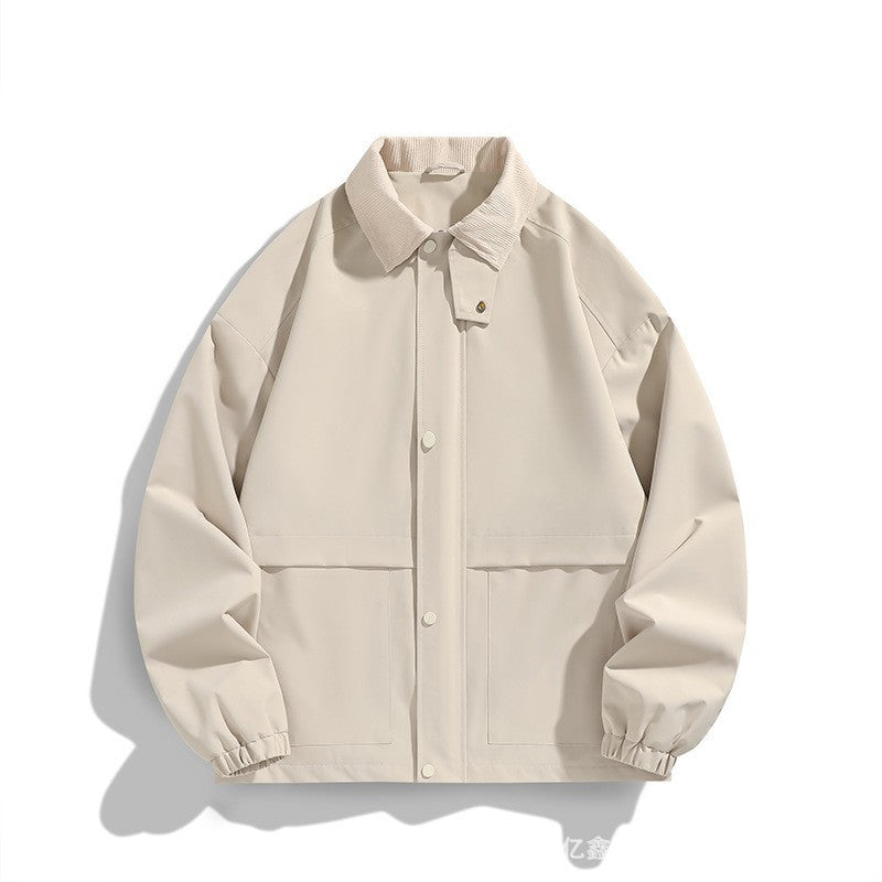 Herr oversize funktionsjacka med Cord Krage och Tryckknapp Front