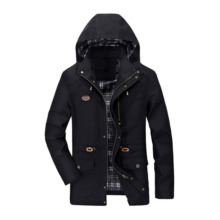 Herr Urban Övergångs Parka med Rutig Foder, Dold Dragkedja, och Multi-Functional Fickor