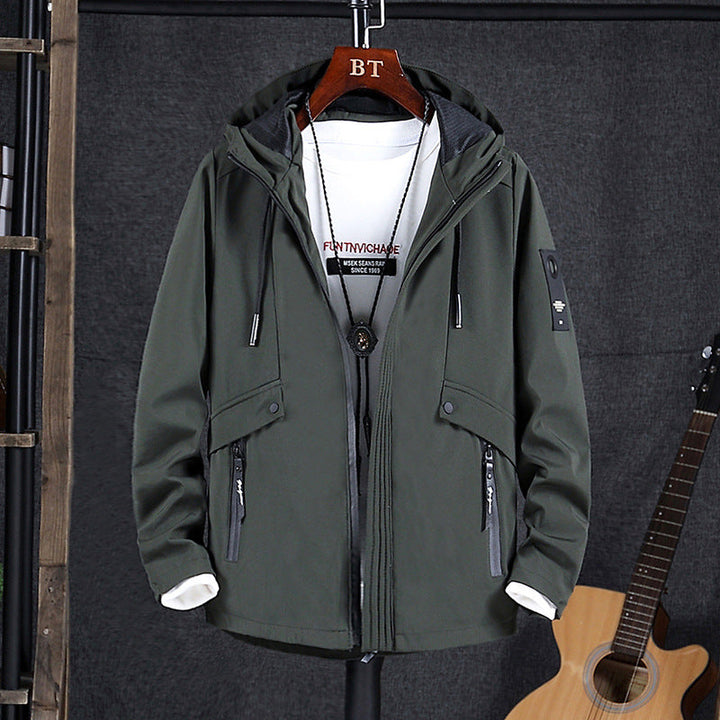 Herr Vind och Water-Resistant Softshell Fältjacka med Mesh Huva Foder och Dold Zip Fickor