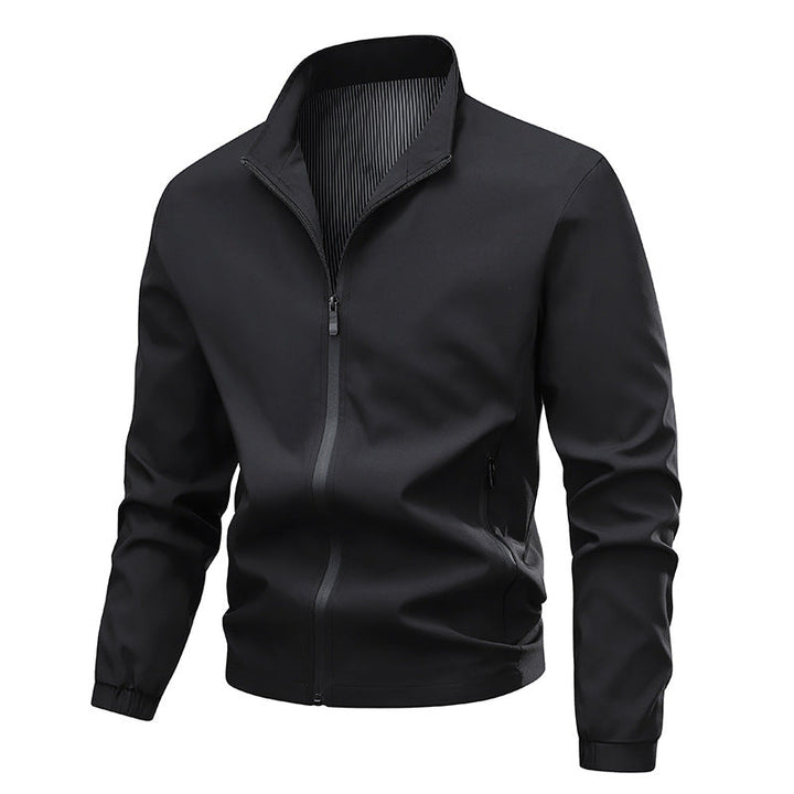 Herr Vattenavvisande Softshell Blouson Jacka med Stående Krage, Tvåvägsdragkedja och Randig Foder