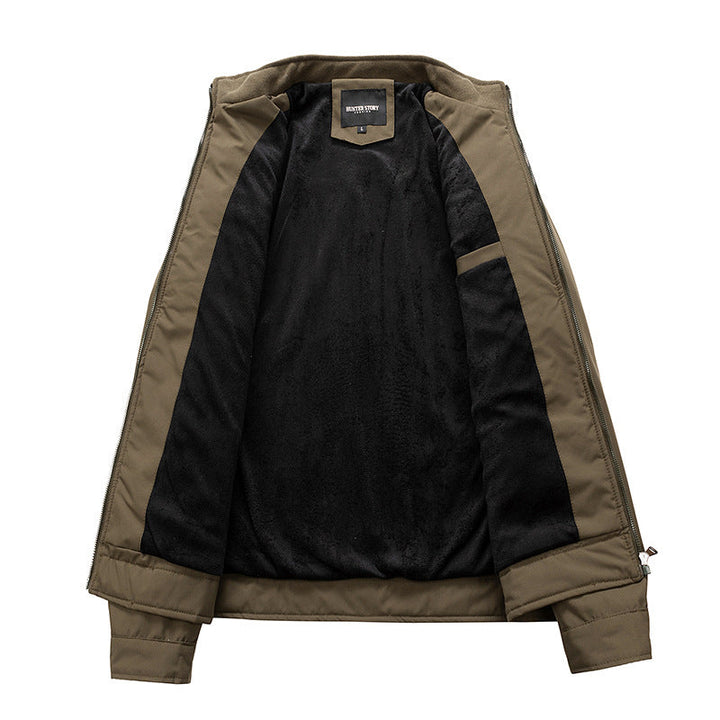 Herr Softshell Utomhus Jacka med Stående Krage Vattenavvisande och Fyra Zippered Fickor