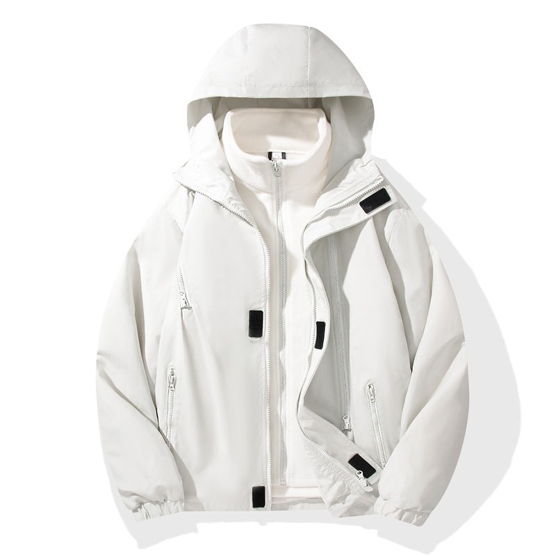 Herr Two-Piece Hybrid med huva Jacka med integrerad fleecefoder och dold dragkedjas