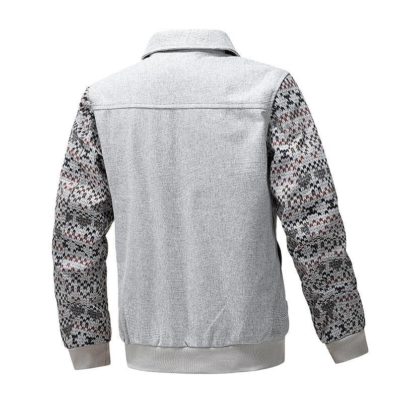 Herr Zip-Up Knit Jacka med Norwegian Ärmar