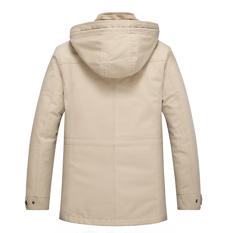 Herr Mid-Length Fält Parka i Urban Stil med Teddy Fleecefoder