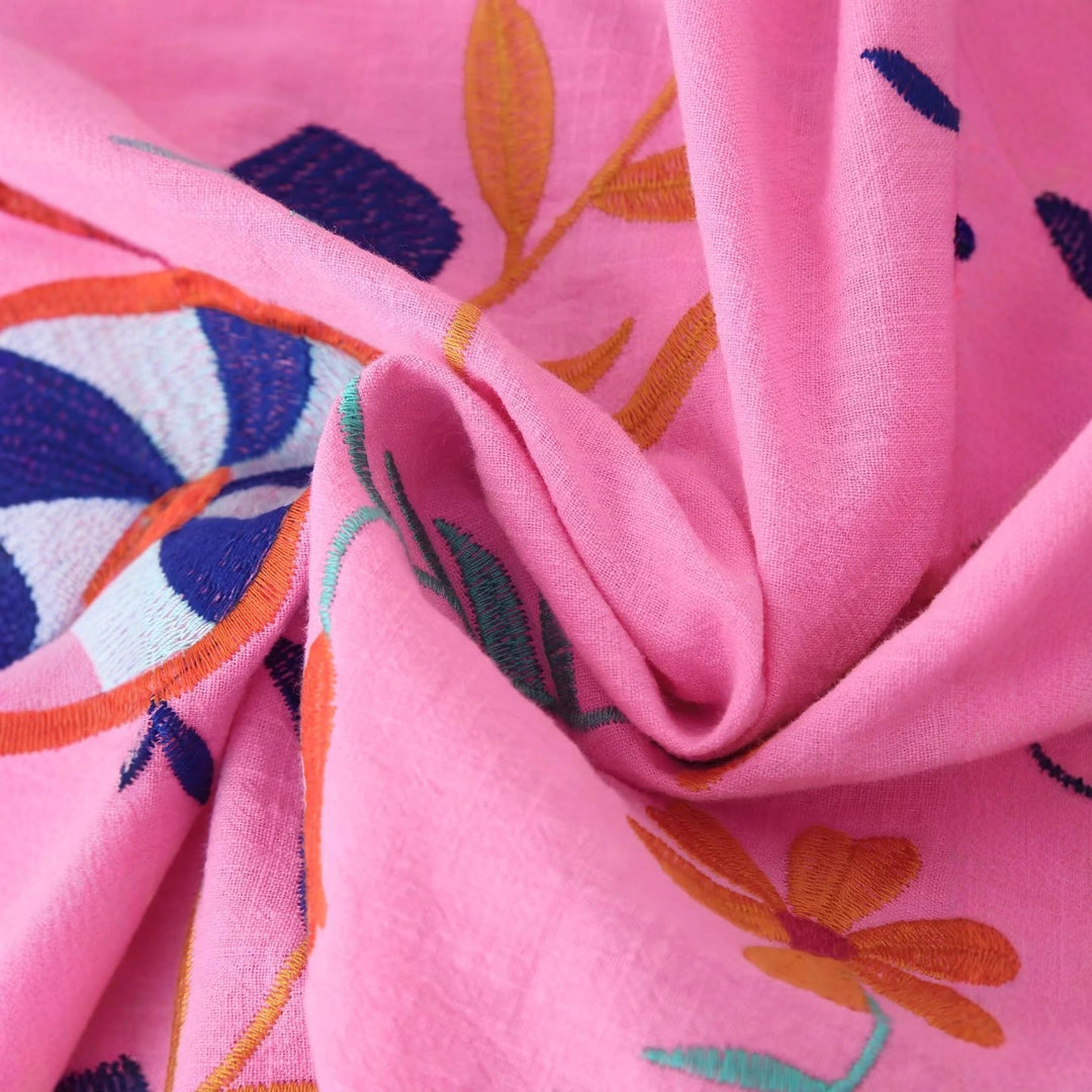 Dam lätt embroidered bomull kimono jacka i Boho stil med tie bälte