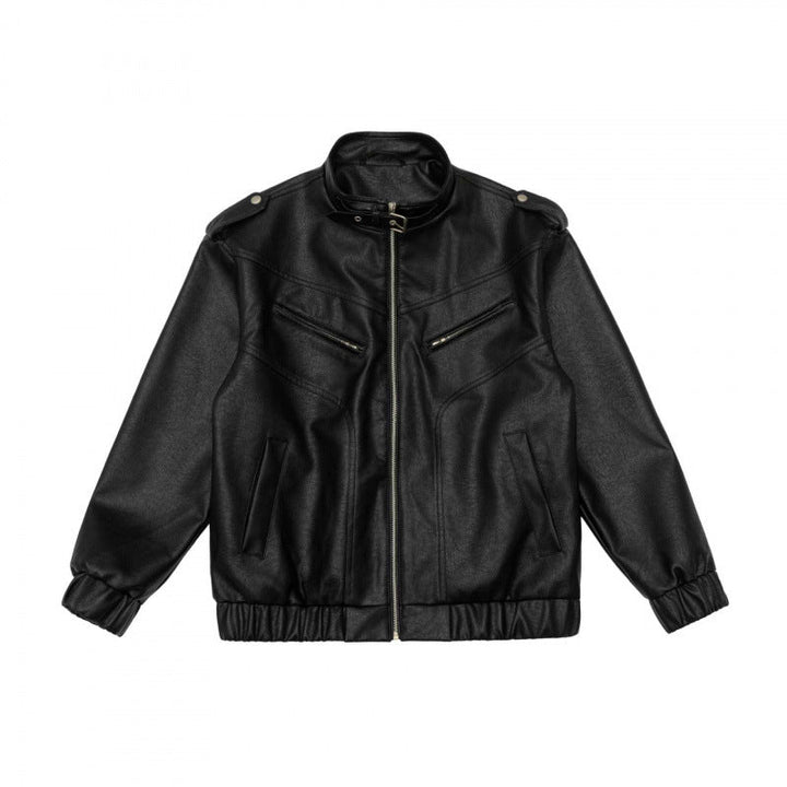 Herr boxig fuskläder Blouson med ståkrage, Axel Epaulettes och elastisk fåll