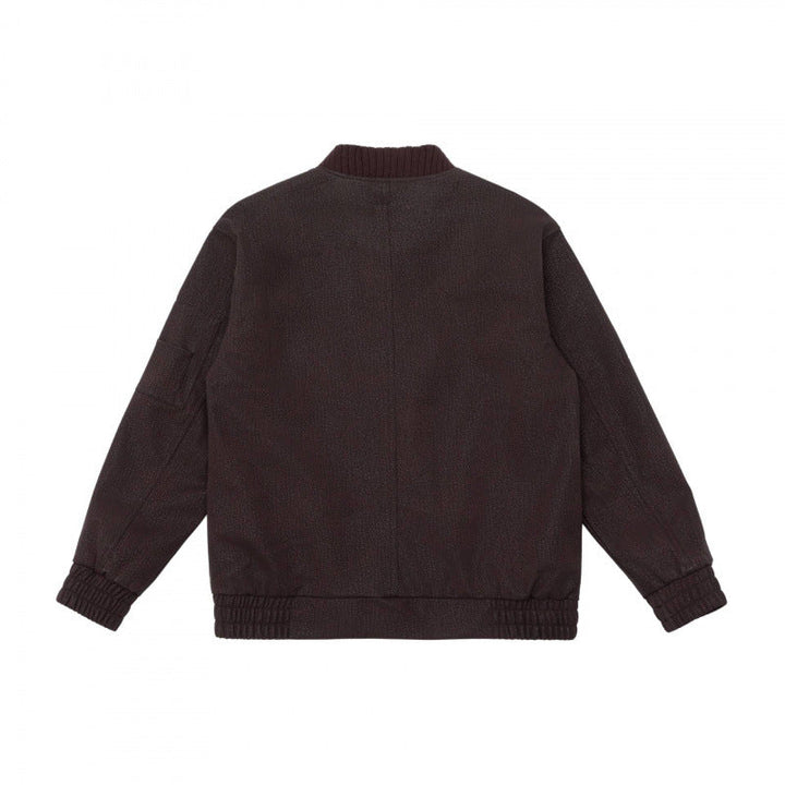 Herr boxig bomberjacka med Textured Canvas Look, ribbad fåll och ärm Ficka