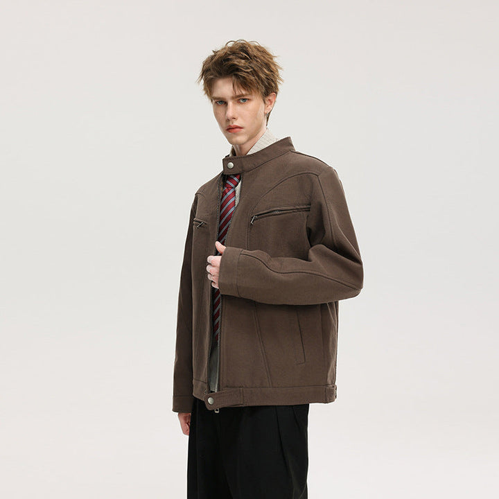 Herr Lässige Funktion‑Jacke med Ståkrage, Dragkedja och Brusttaschen