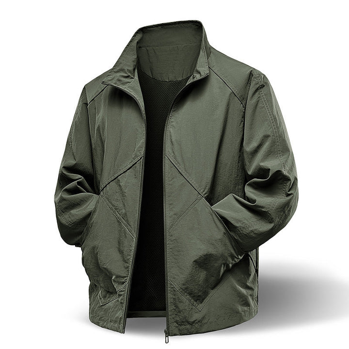 Herr Lätt Technical Zip Jacka med Stående Krage, Raglan Ärmar och Utility Inserts