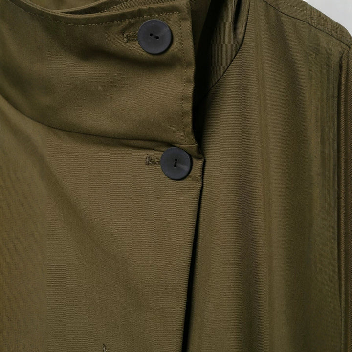 Dam Kort Utility Cape Jacka med Drawstring, Hög Stå Krage och Justerbar Ärm Straps