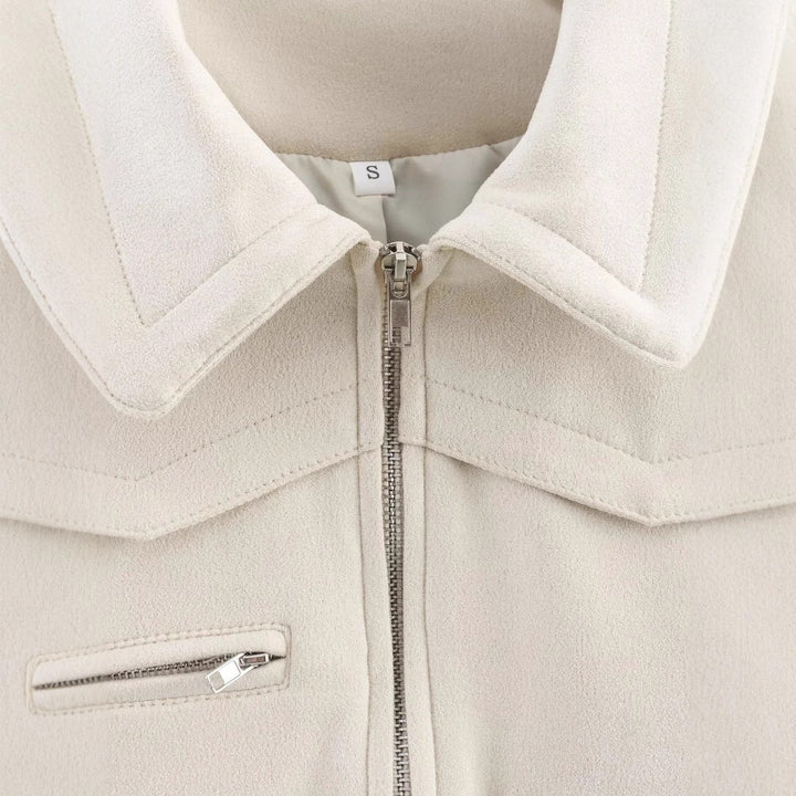 Dam cropped field blazer med axel epaulettes, stor flap fickor, och central dragkedja