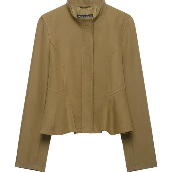 Dam Tailored Kort Jacka med Peplum och Stå Krage