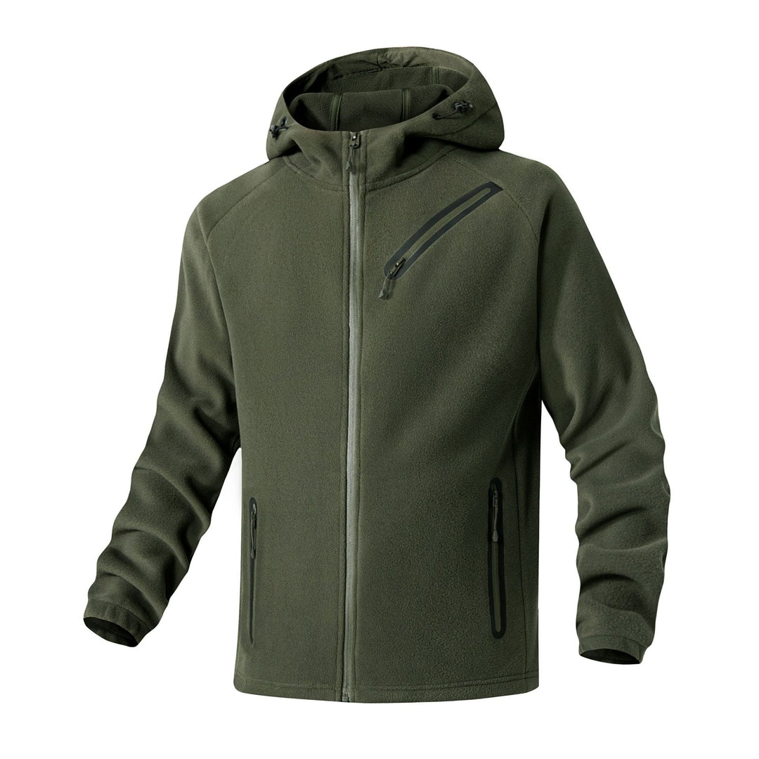 Herr Teknisk Softshell Fleece Jacka med Huva och Vattenavvisande Dragkedjor