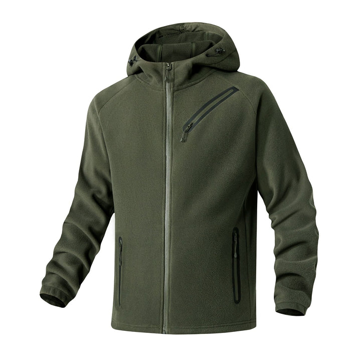 Herr Teknisk Softshell Fleece Jacka med Huva och Vattenavvisande Dragkedjor