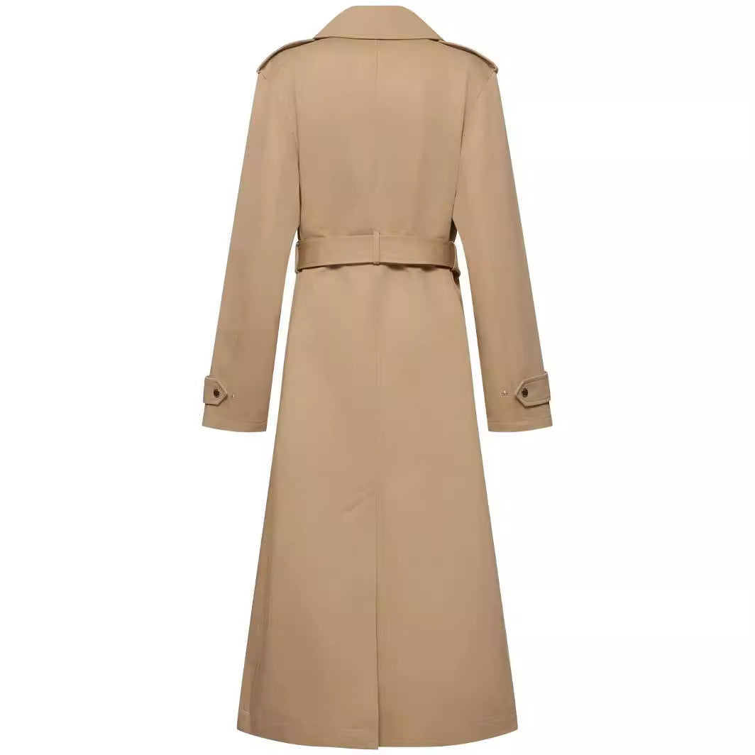 Dam floor-length oversize trenchcoat med dragkedja och vid shawl krage