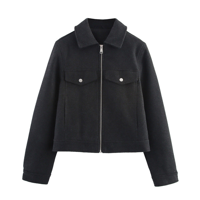 Dam Lätt Vadderad Windbreaker med Stå Krage och Prickig Prick Tryck