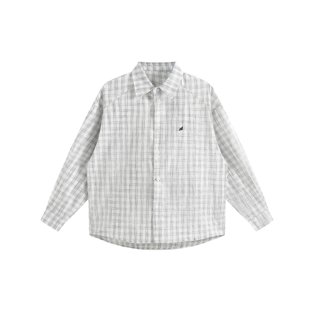 Unisex Oversized Skjorta Jacka Gjord av Lätt Bomullsblandning med Raglanärmar och Fin Rutigt Mönster