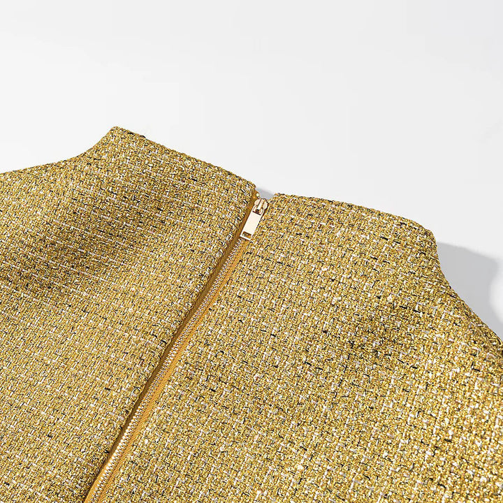 Dam kort axel cape med front dragkedja och structured bouclé look