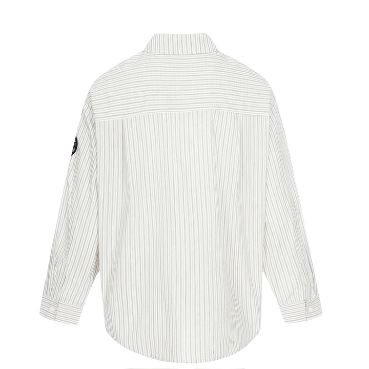 Herr oversize skjortjacka i Baseball-Inspired Stil med Ränder, Logotyp Tryck, och Patch Applikationer