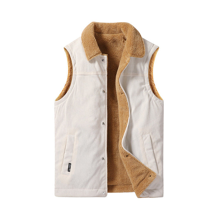 Herr Sleeveless Manchester Utility Väst med Teddyfoder och Snap Knapp Fram