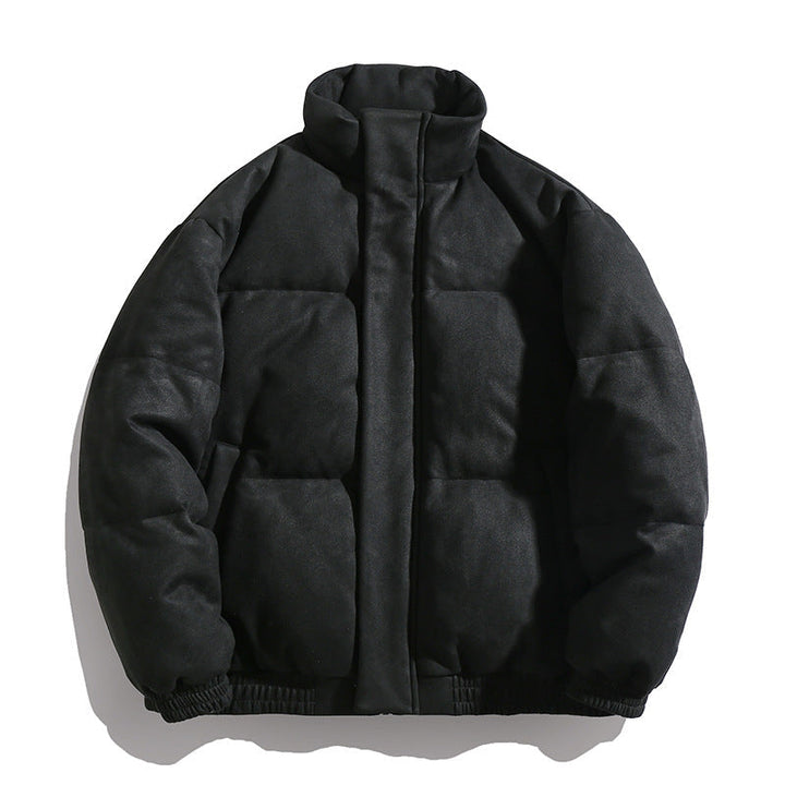 Unisex Vadderad Velour Vadderad Jacka i Boxig Skärning med Hög Krage och Dold Dragkedja