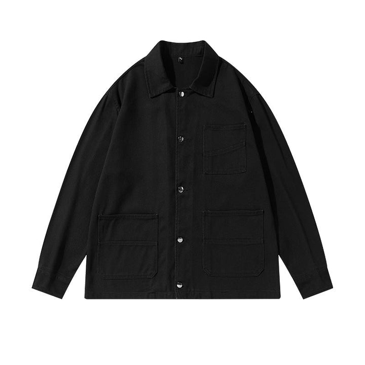 Unisex Oversize Work Jacka i Skjortjacka Stil Tillverkad av Canvas med Patch Fickor