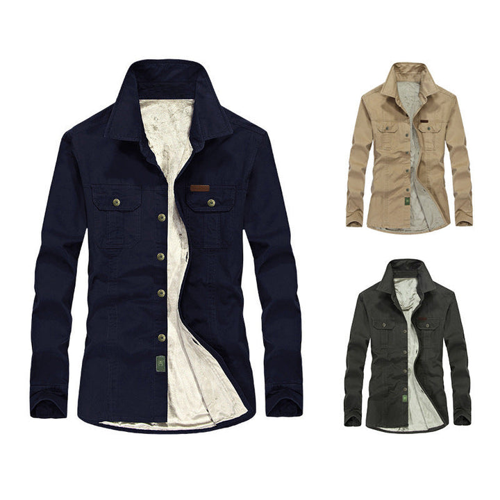 Herr Lightly Vadderad Canvas Worker Skjortjacka med Bröst Lock Fickor