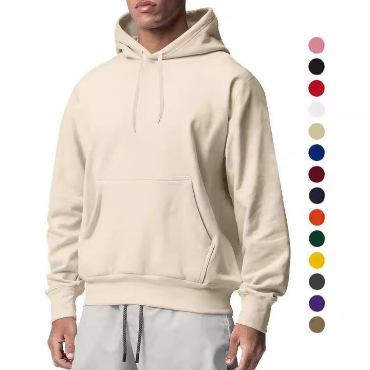 Herr Nan Premium Luvtröja med Känguruficka, Brushed Fleece Interior, Reinforced Neck Seam, och Ribbad Fåll
