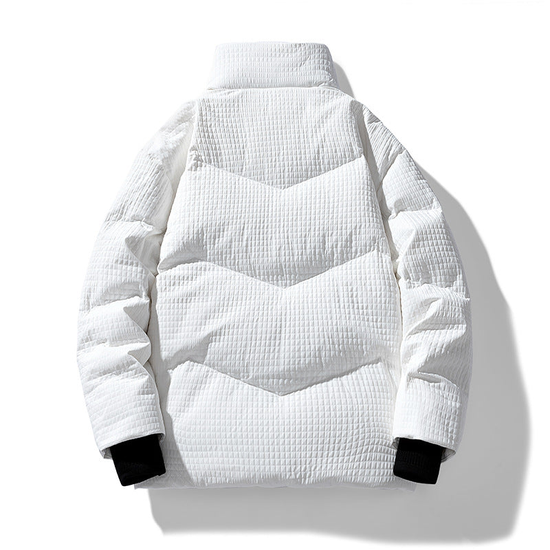 Herr Quiltad Wendbare Winterjacke med Ståkrage och Hahnentrittmuster-Futter