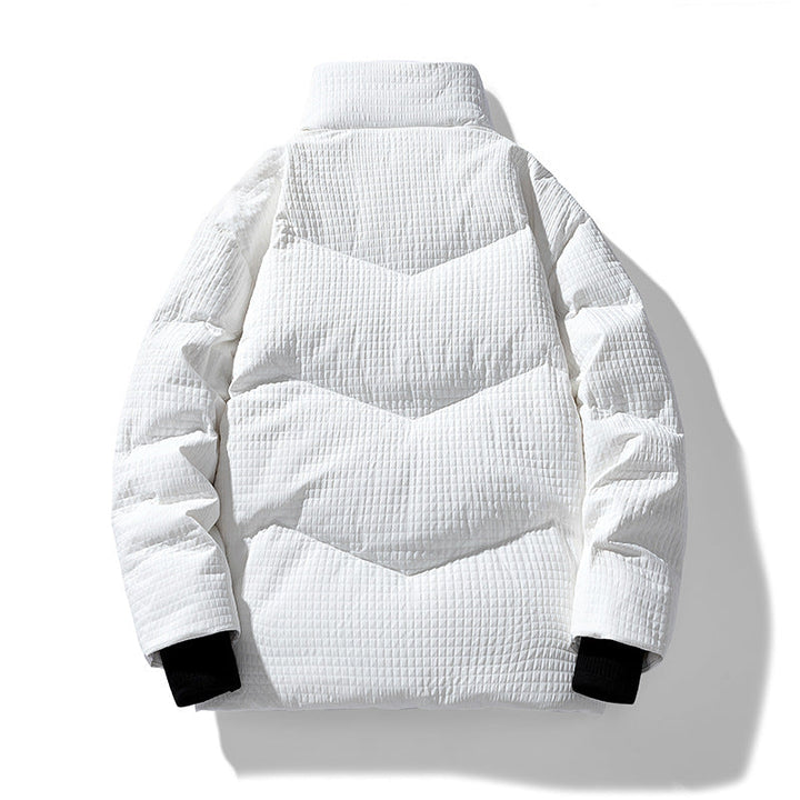 Herr Quiltad Wendbare Winterjacke med Ståkrage och Hahnentrittmuster-Futter