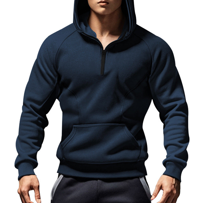 Herr Ledig med Huva College-Tröja med Kort Fram Dragkedja, Ergonomic Raglan Skärning, och Känguruficka