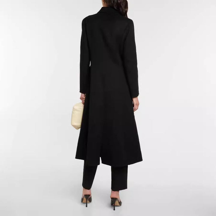 Dam Maxi lång Single-Breasted blazer kappa med Clean Fall och Flap fickor