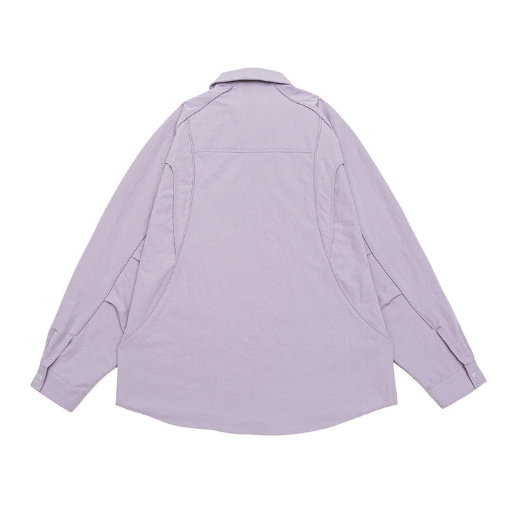 Dam Oversized Skjorta Jacka med Rounded Insert Fickor och Tryckknapp Knappar