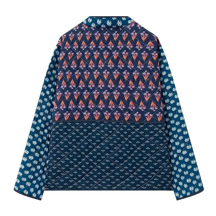 Dam Vadderad Patchwork Quiltad Jacka med Toggle Stängningar och Utanpåfickor