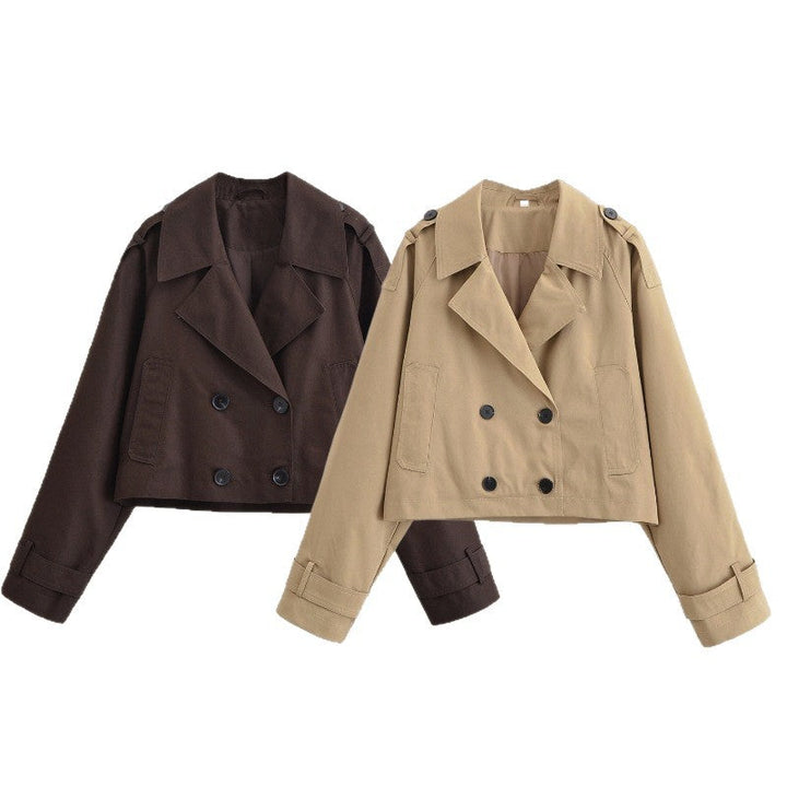 Dam Kort Dubbel-Breasted Trench Jacka i Kort Workwear Look