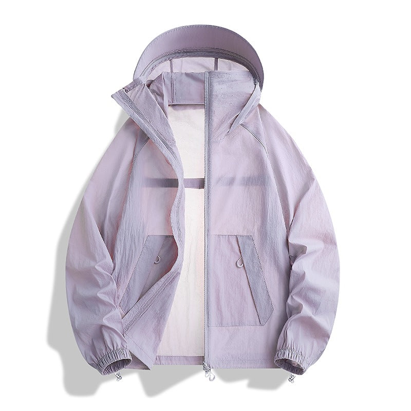 Herr Lätt Wind och Water Resistant med Huva Övergångsjacka med Mesh Foder &amp; Dragsko